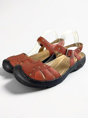 Keen Women’s Leather Sandals • Chestnut Brown Closed‑Toe Outdoor Style • 9.5